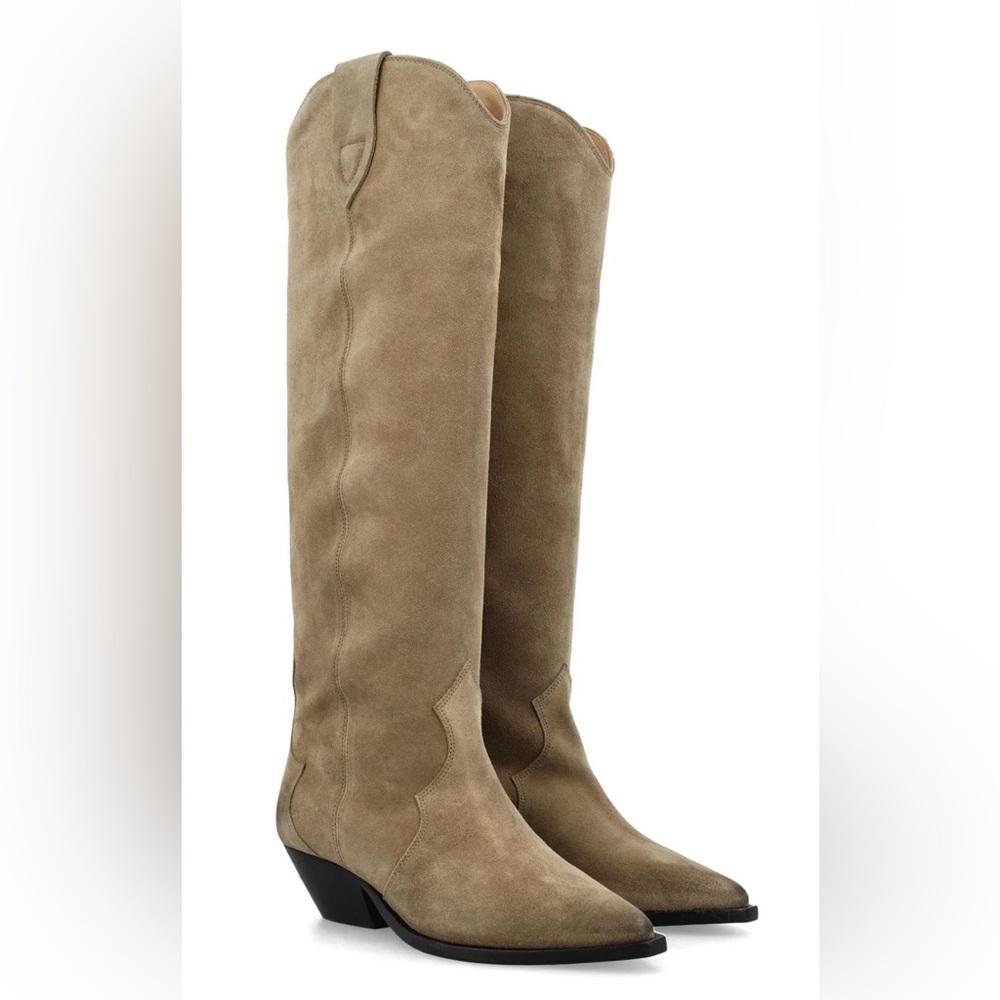 Women's Beige Suede Knee-High Boots